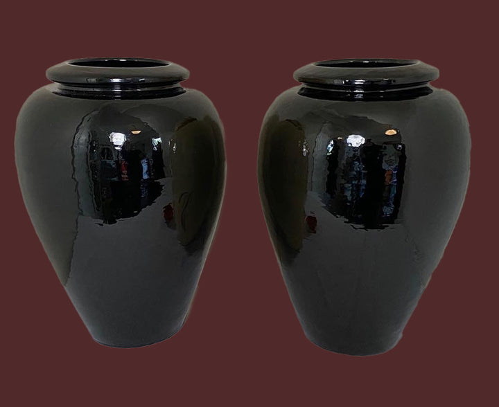 Bauer Oil Jars, rare black glaze (Pair)