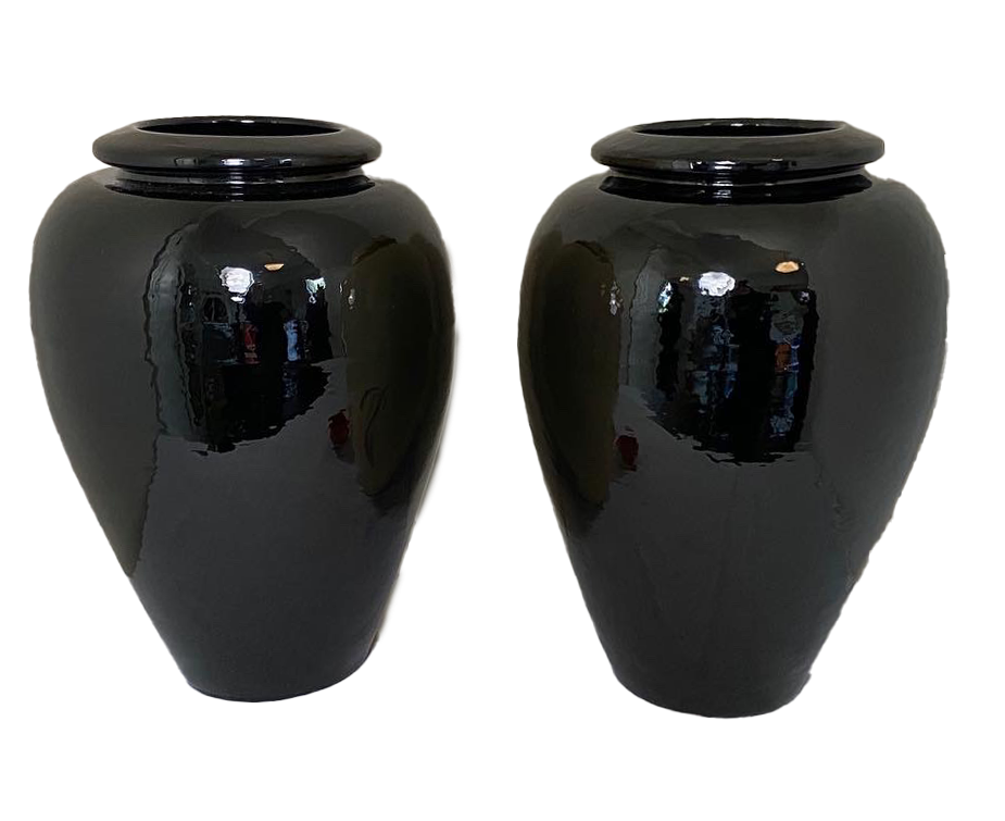 Bauer Oil Jars, rare black glaze (Pair)