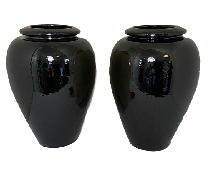 Bauer Oil Jars, rare black glaze (Pair)