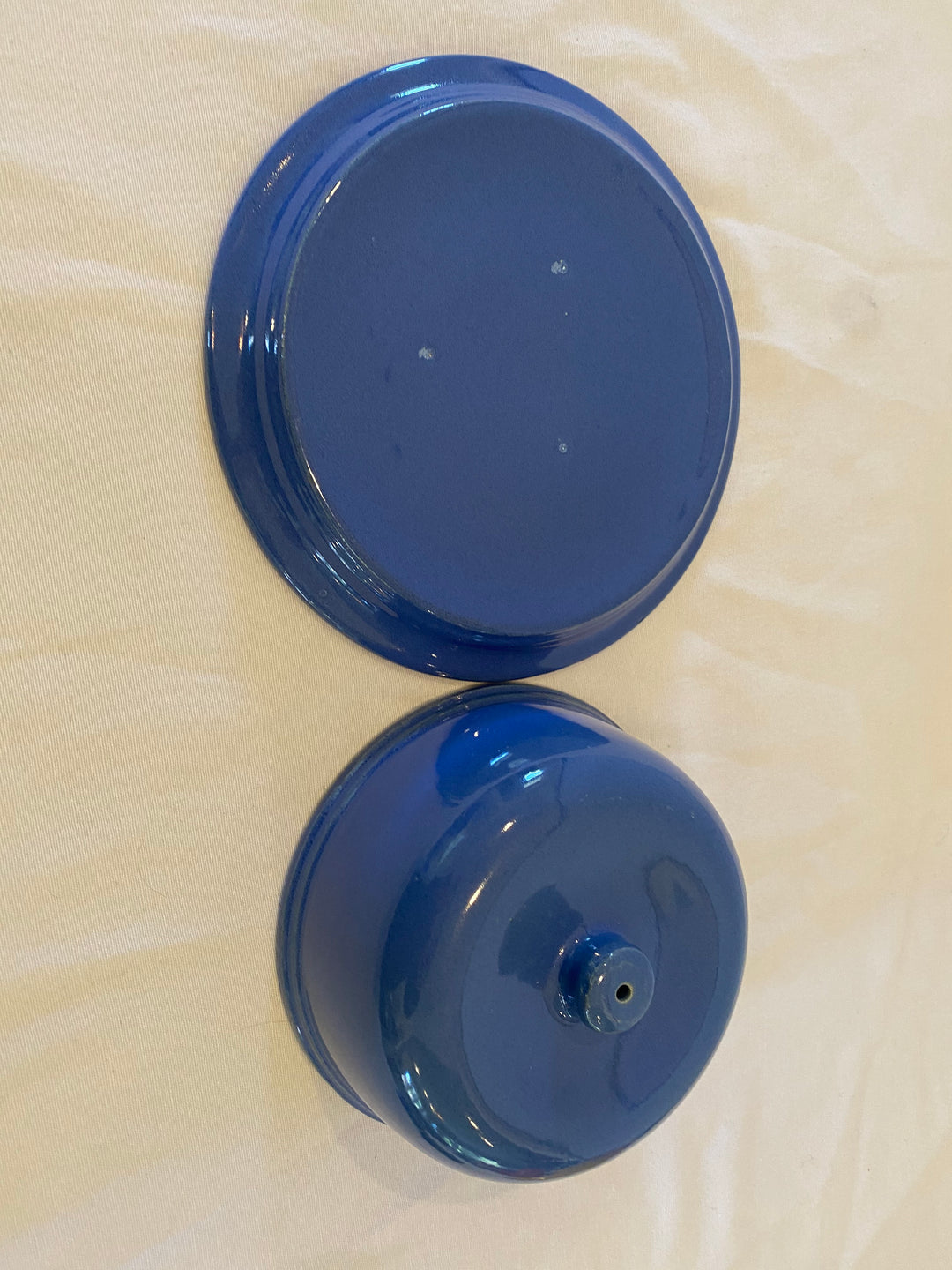 Garden City Cheese Server, 2 pieces, Blue Glaze