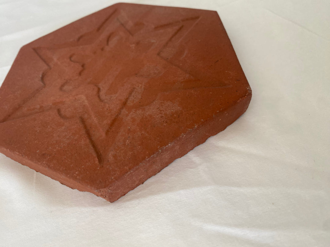 Malibu 6 sided Star Tile, unglazed red clay, SIGNED