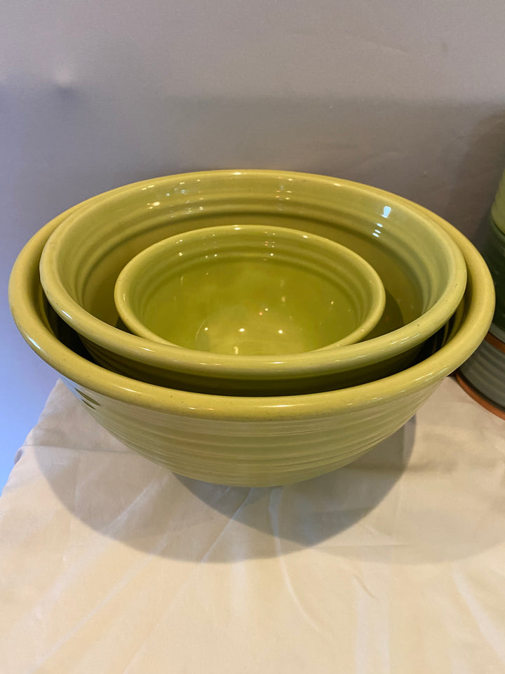 Bauer Ring Inside Mixing Bowls, SET OF 3, Chartreuse