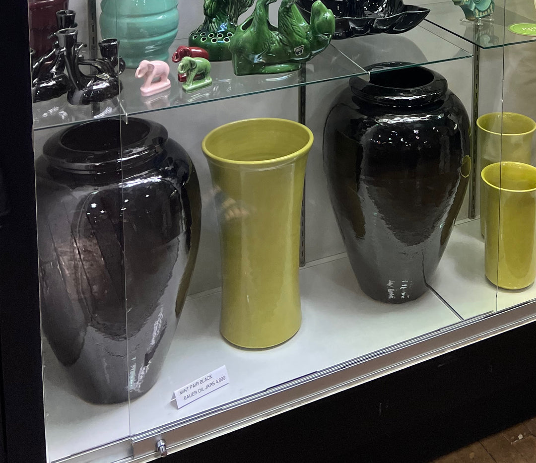 Bauer Oil Jars, rare black glaze (Pair)