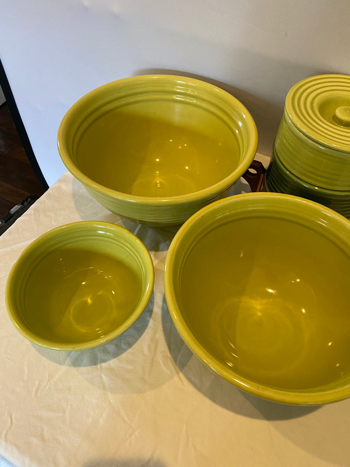 Bauer Ring Inside Mixing Bowls, SET OF 3, Chartreuse