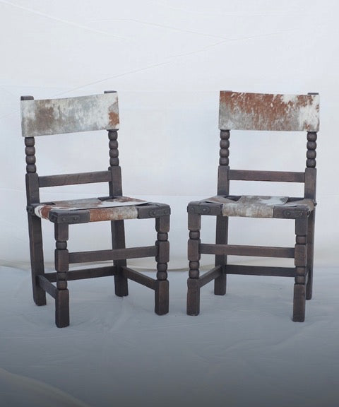 Monterey Furniture Chairs, Pair, Cowskin
