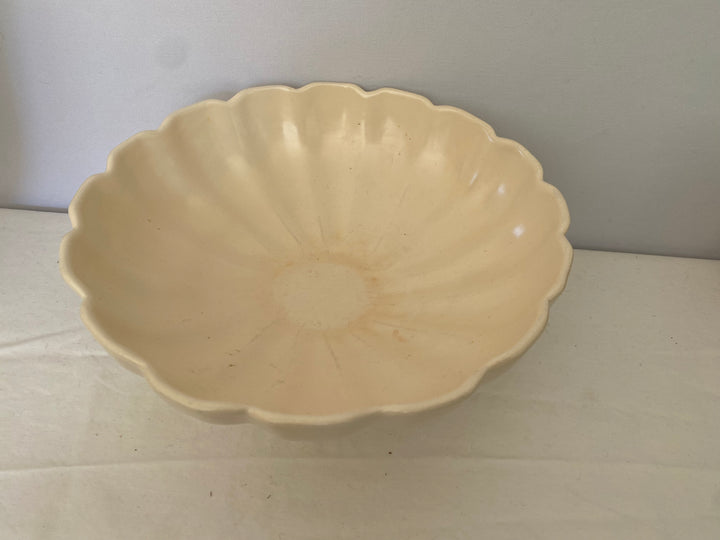 Catalina Island Fluted Pedestal bowl, Creamy White