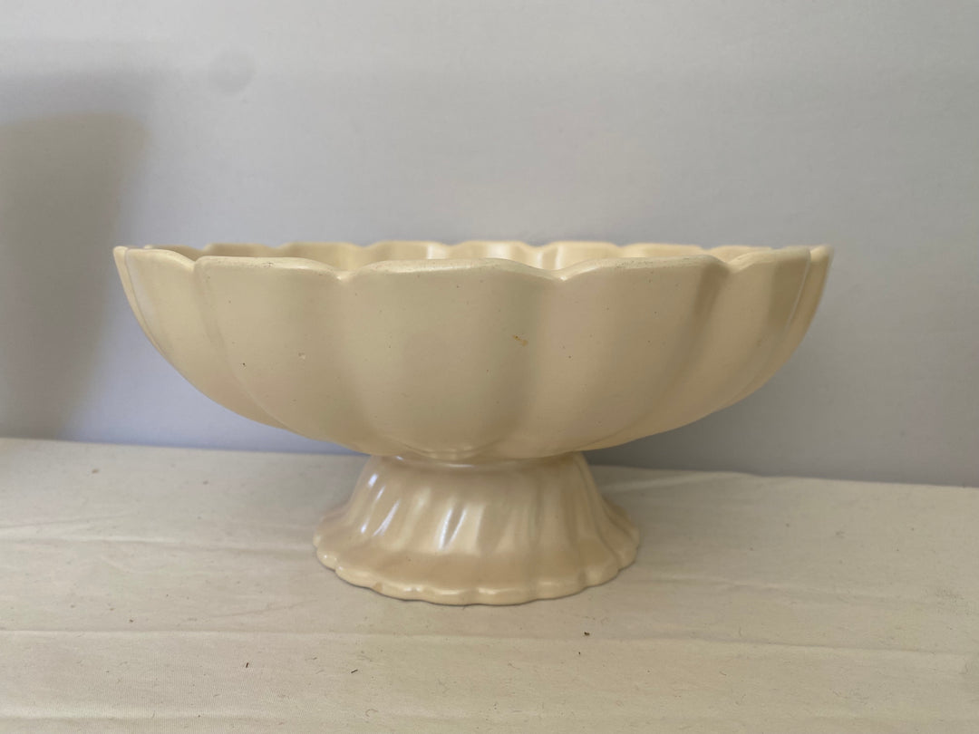 Catalina Island Fluted Pedestal bowl, Creamy White