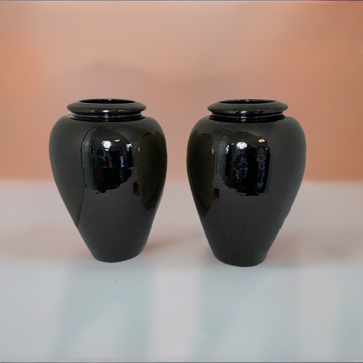 Bauer Oil Jars, rare black glaze (Pair)