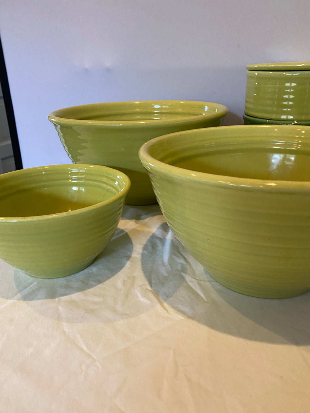 Bauer Ring Inside Mixing Bowls, SET OF 3, Chartreuse