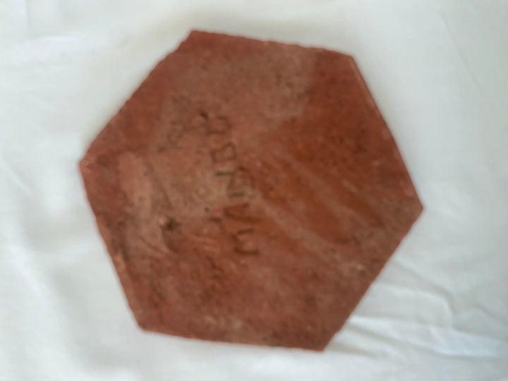 Malibu 6 sided Star Tile, unglazed red clay, SIGNED