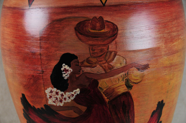 Vintage Bauer Oil Jar #129 with Hand Painted Spanish Dancers