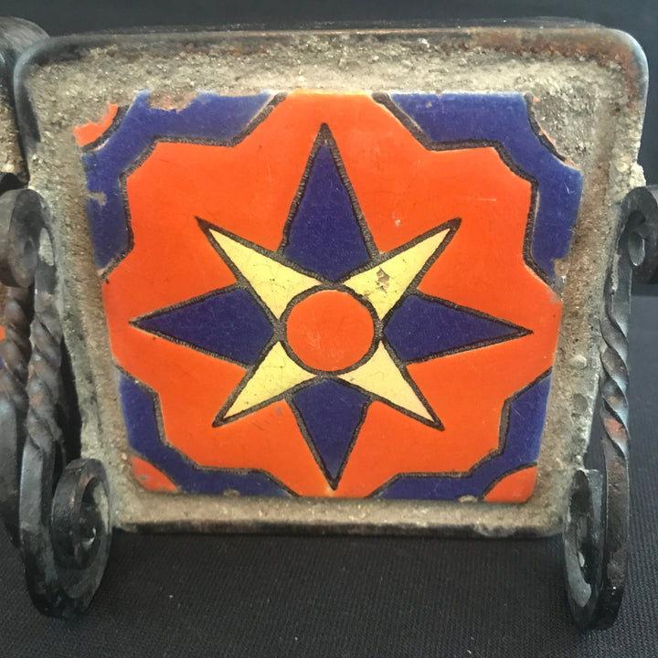 Catalina Star Tile Bookends, Wrought Iron