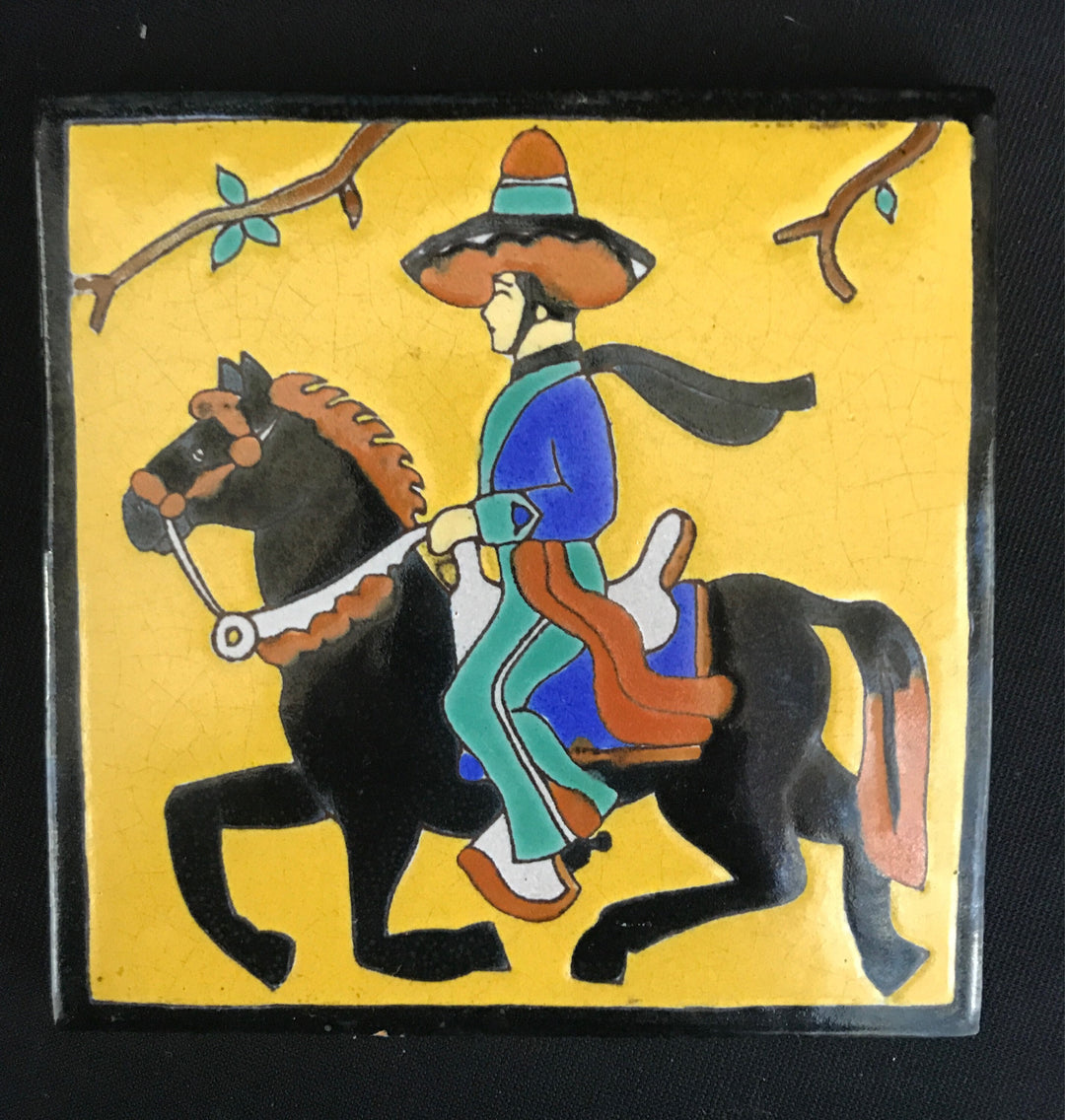 Vintage Taylor, Santa Monica 6" Tile, Charro Horse & Rider