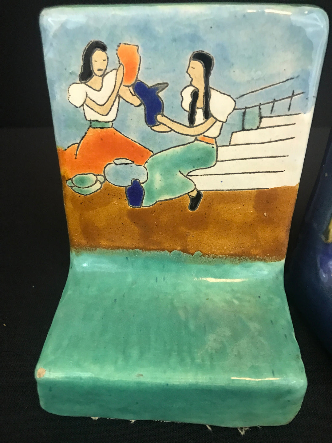 San Jose Bookends, Women holding jugs, Man on donkey