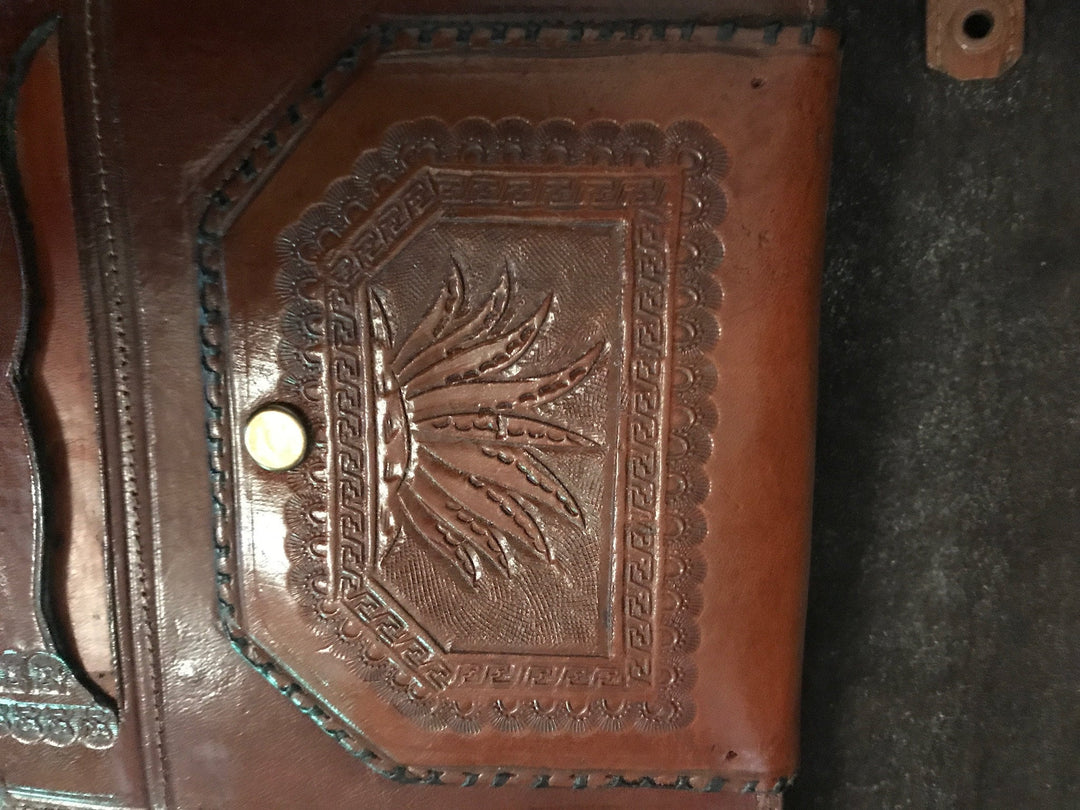 Mexican Hand-tooled Vintage Leather Purse