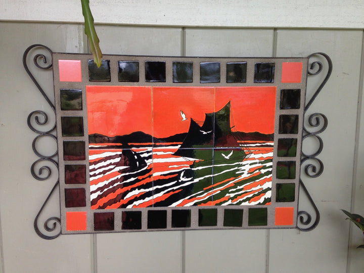 Gladding McBean tile Mural, Hillside style "Sailing to Catalina"