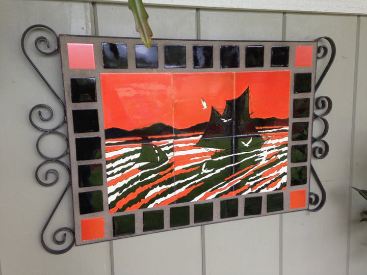 Gladding McBean tile Mural, Hillside style "Sailing to Catalina"