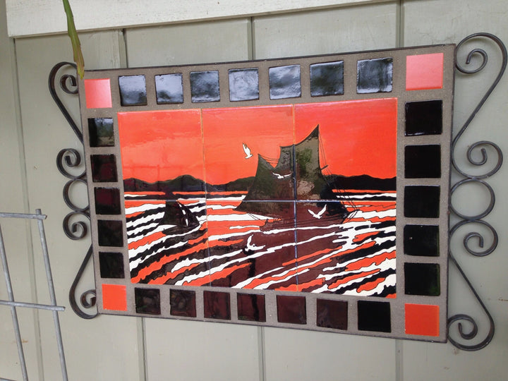 Gladding McBean tile Mural, Hillside style "Sailing to Catalina"