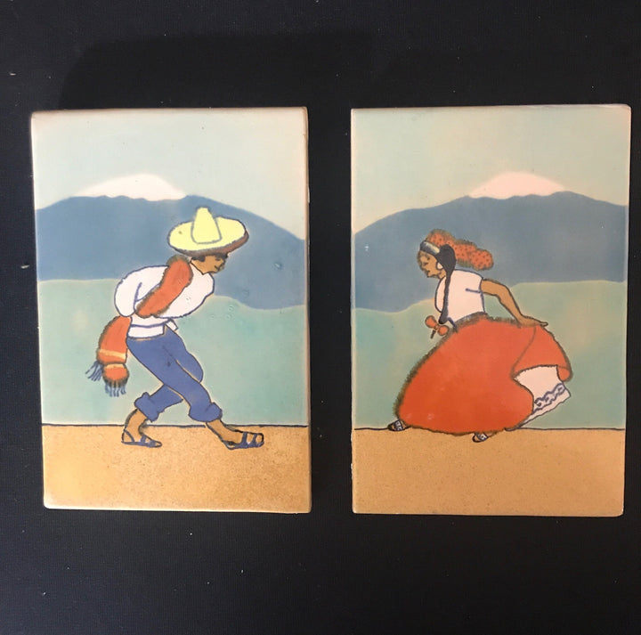 Rare San Jose Mission Tile set, Dancing Couple unusual size