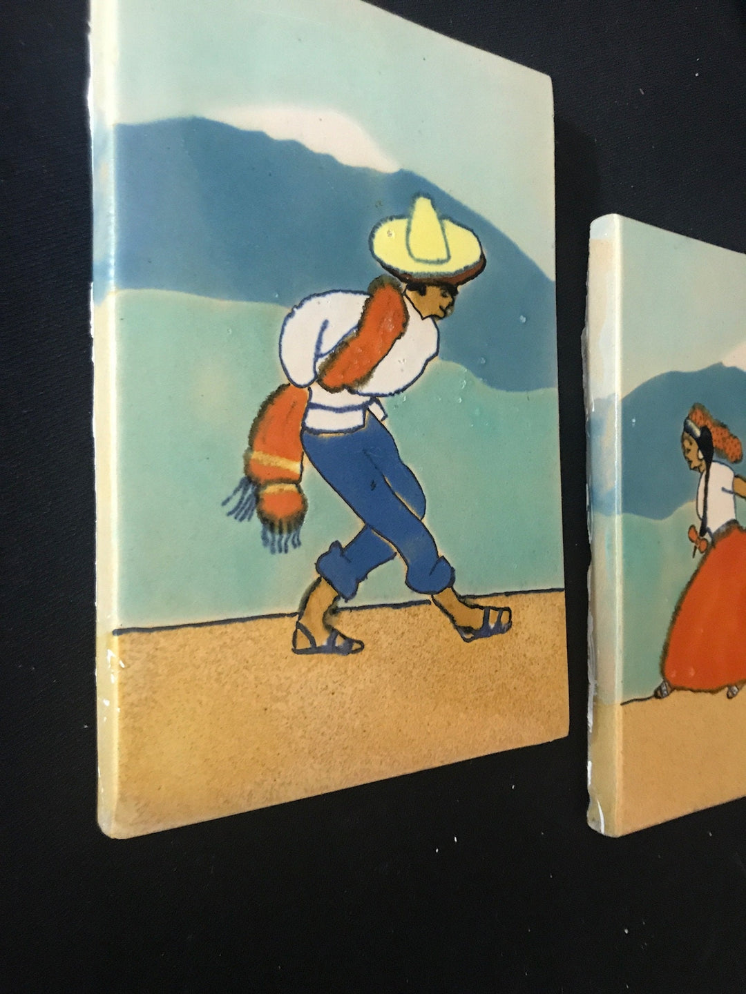 Rare San Jose Mission Tile set, Dancing Couple unusual size