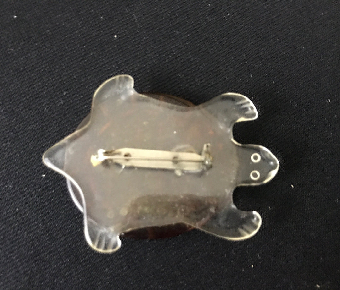 Vintage Jewelry Lucite Pin, Turtle