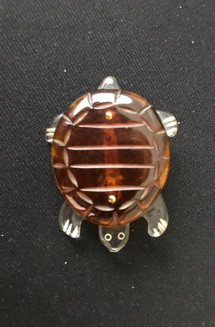 Vintage Jewelry Lucite Pin, Turtle