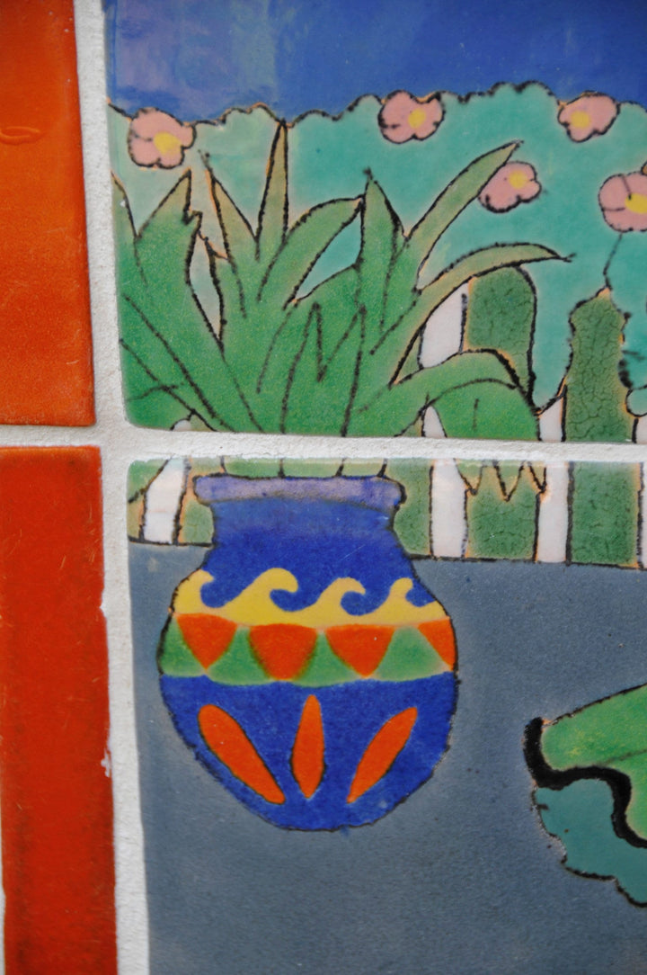 San José Workshops Scenic Tile Mural, Señorita Dancer, Wrought Iron
