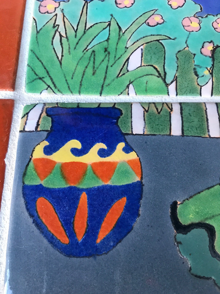 San José Workshops Scenic Tile Mural, Señorita Dancer, Wrought Iron