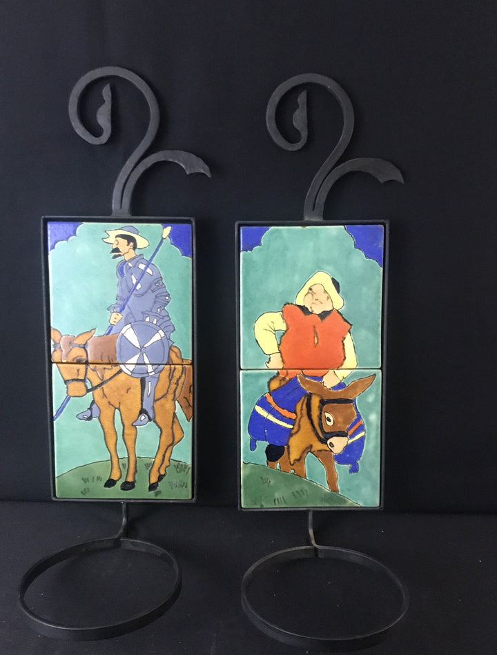 San Jose Workshops Don Quixote and Sancho Panza Wall Plaques, Pot holders PAIR