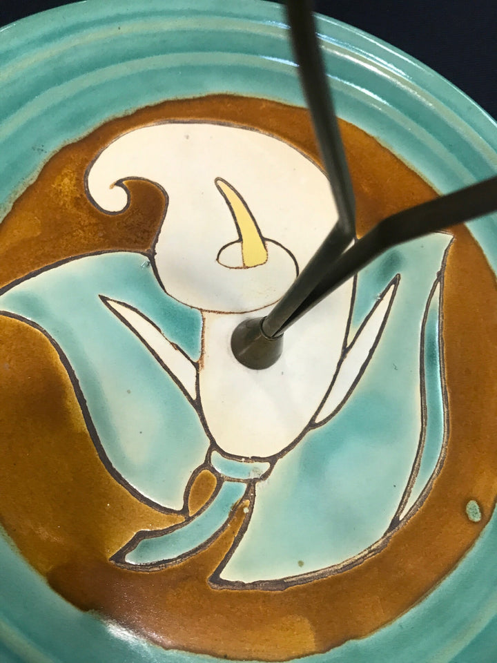 San Jose Calla Lily Tidbit Plate with brass holder