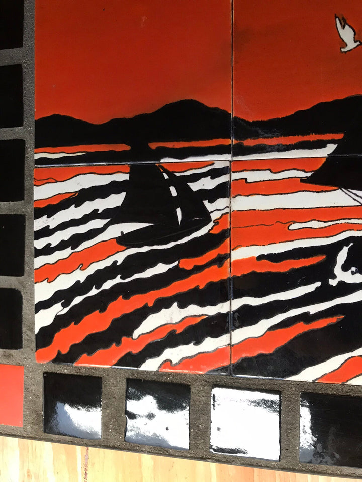 Gladding McBean tile Mural, Hillside style "Sailing to Catalina"
