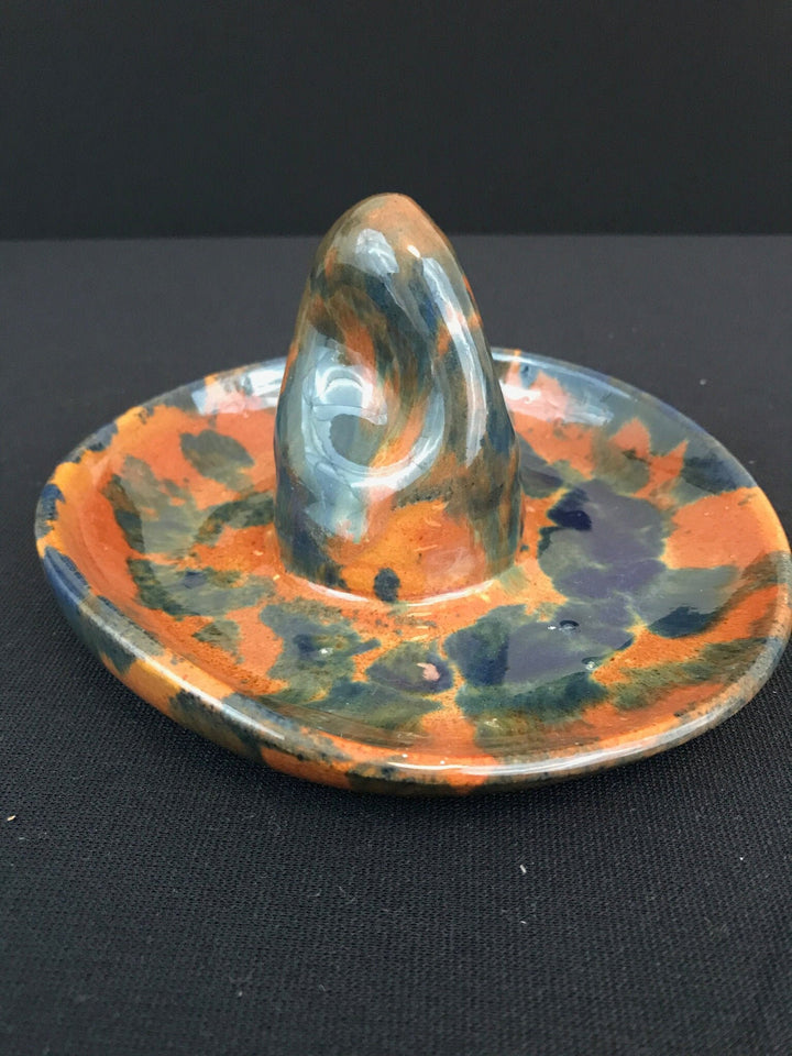 San Jose Workshop Sombrero, blended blue and orange glaze