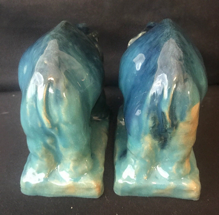 Brayton Laguna Blue Elephant Bookends, Matching pair