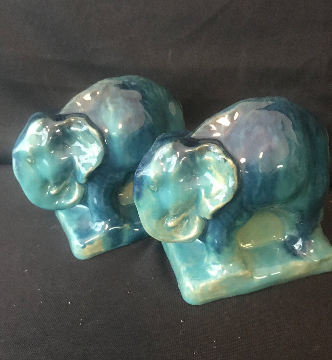 Brayton Laguna Blue Elephant Bookends, Matching pair