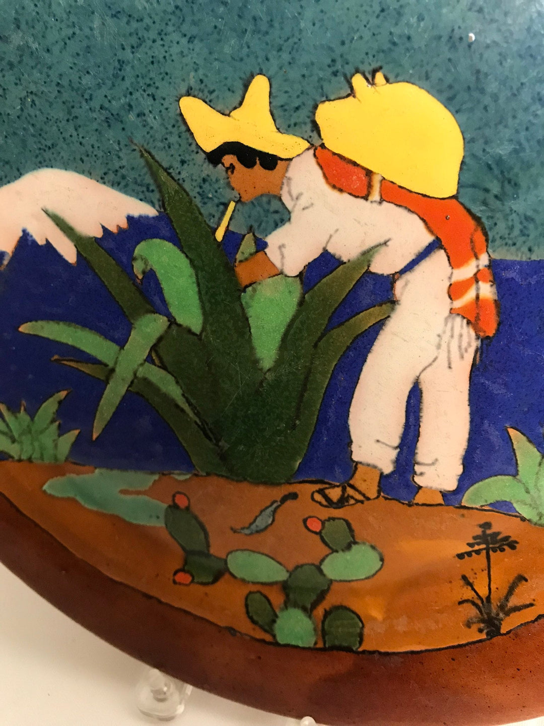 San Jose Plaque, Tlachiquero in a desert scene