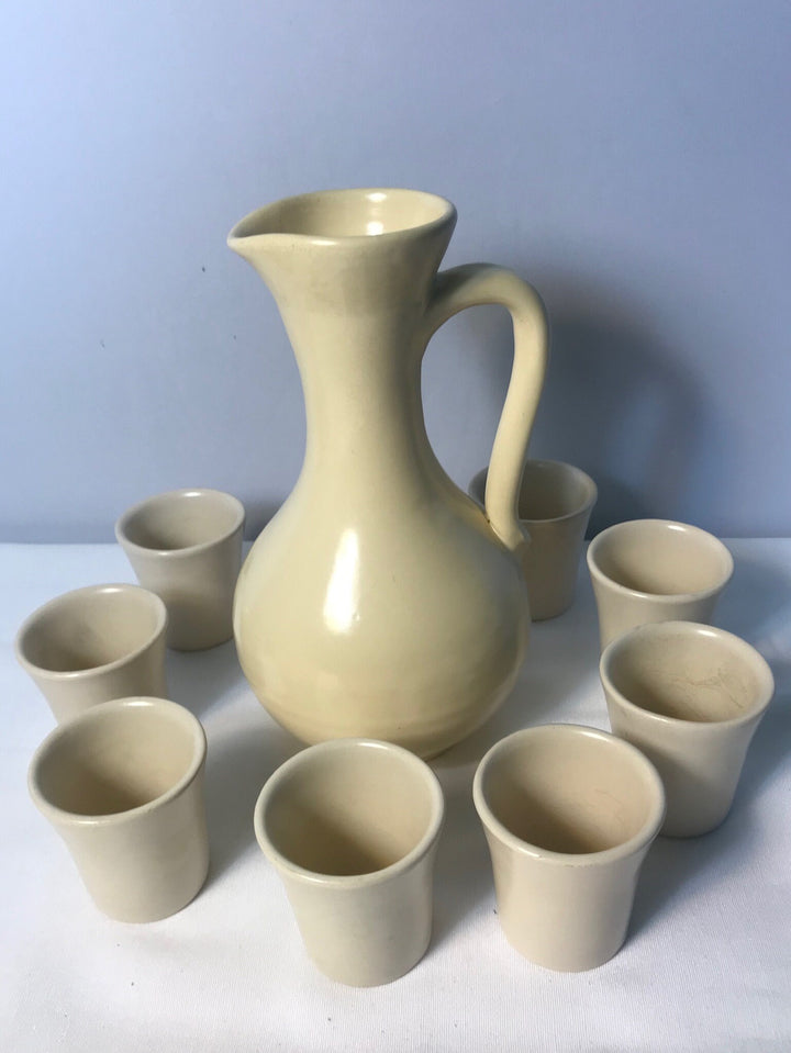 Catalina Wine Pitcher and Set of 8 Wine Cups, White Celebrity Provenance
