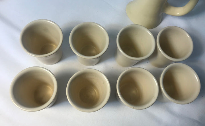 Catalina Wine Pitcher and Set of 8 Wine Cups, White Celebrity Provenance