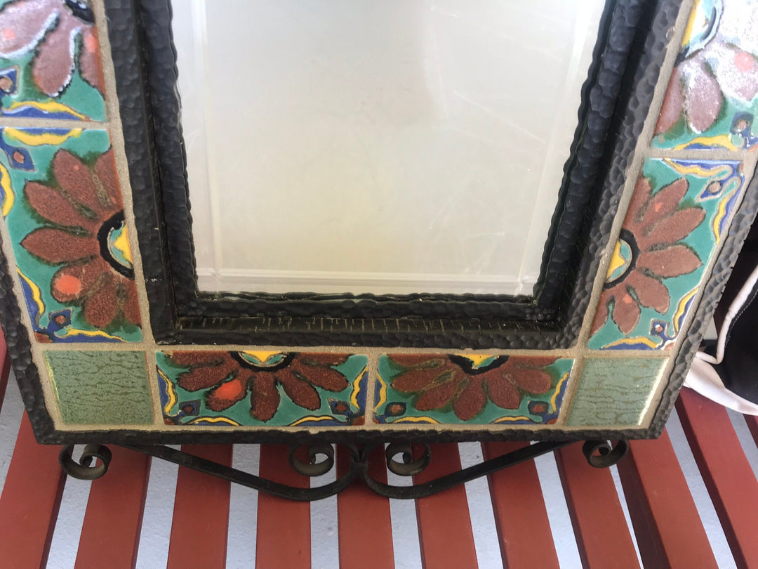 S & S Tile Mirror with Wrought Iron Frame