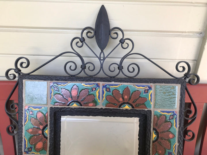 S & S Tile Mirror with Wrought Iron Frame