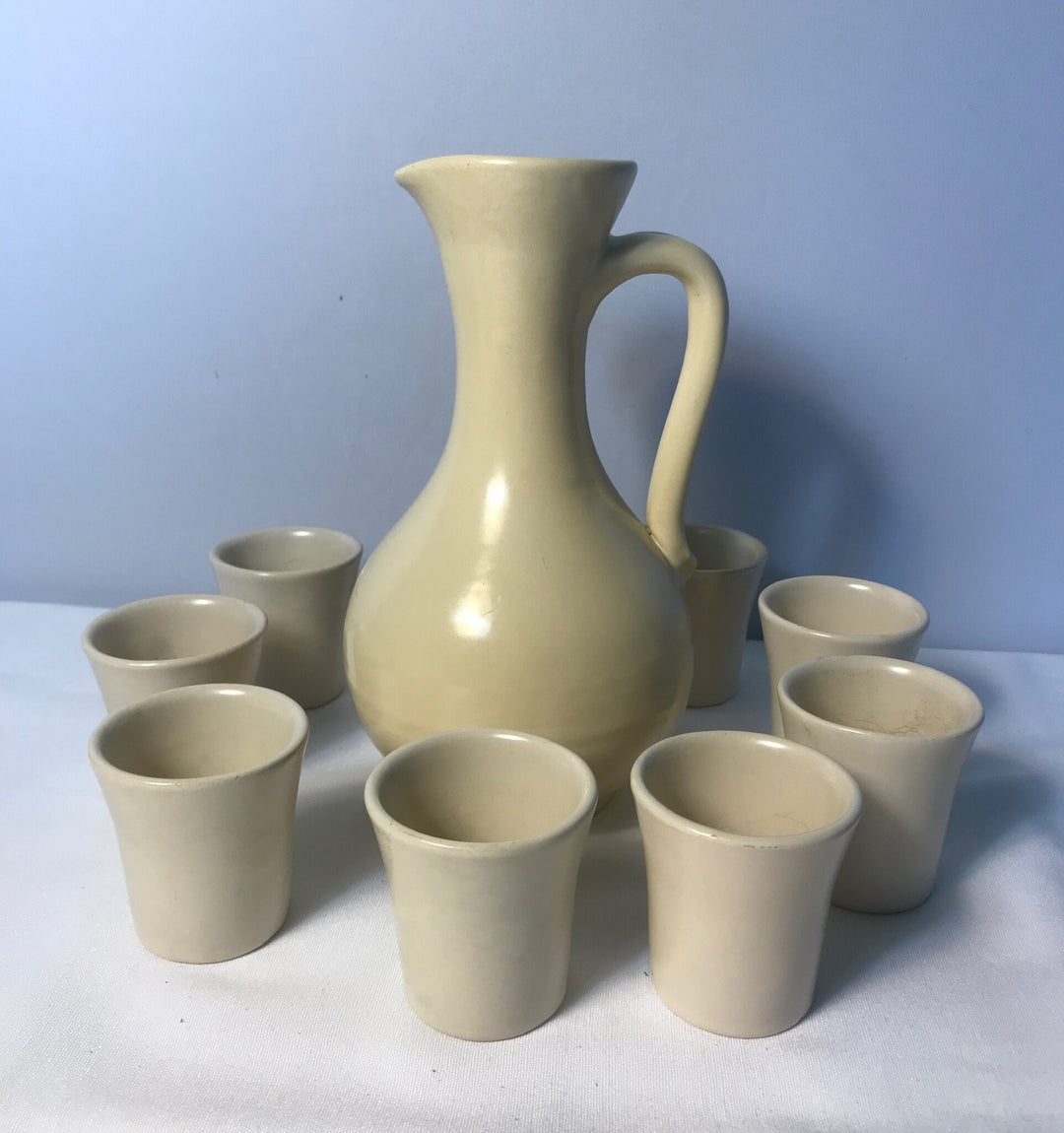 Catalina Wine Pitcher and Set of 8 Wine Cups, White Celebrity Provenance