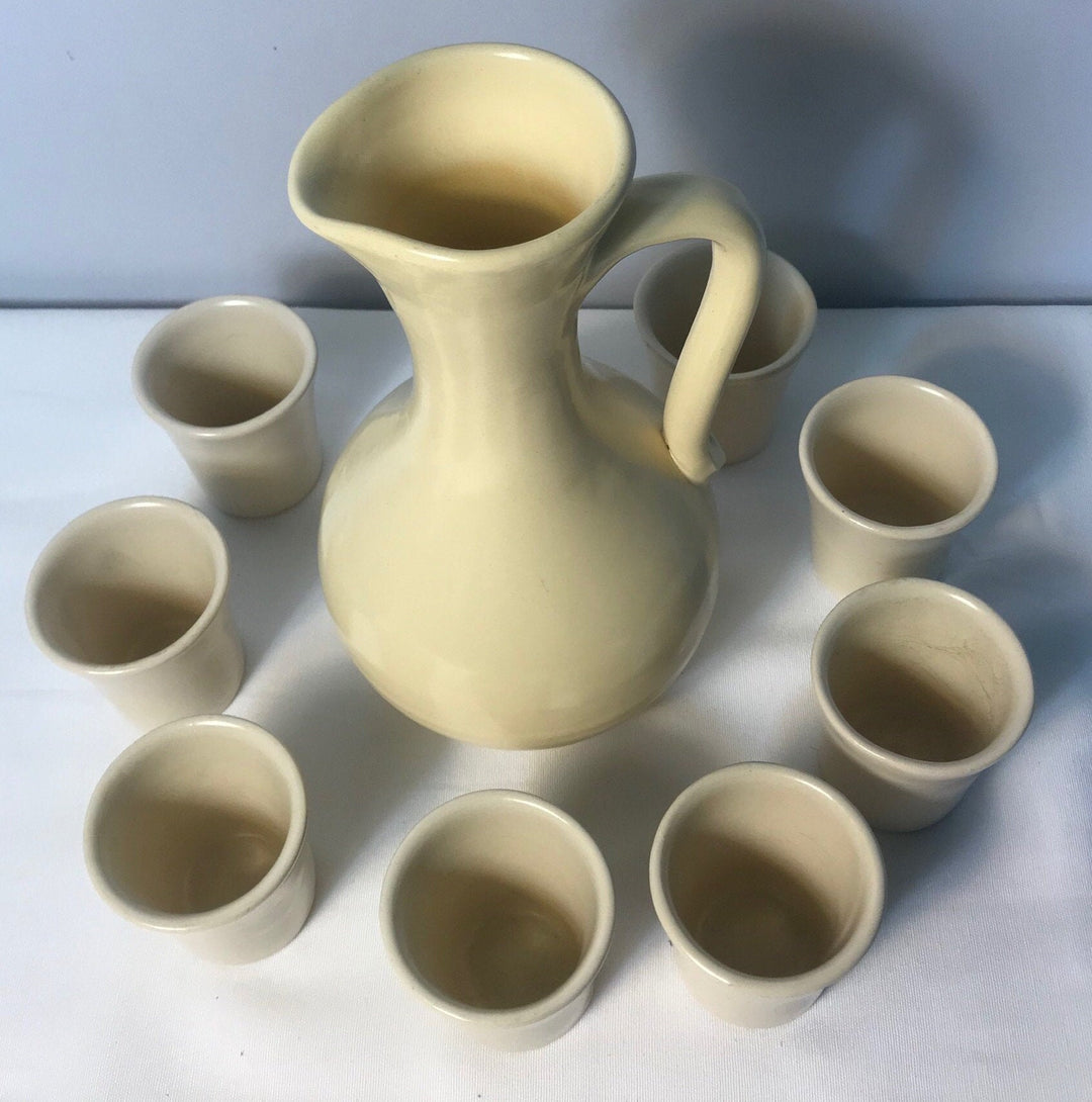 Catalina Wine Pitcher and Set of 8 Wine Cups, White Celebrity Provenance