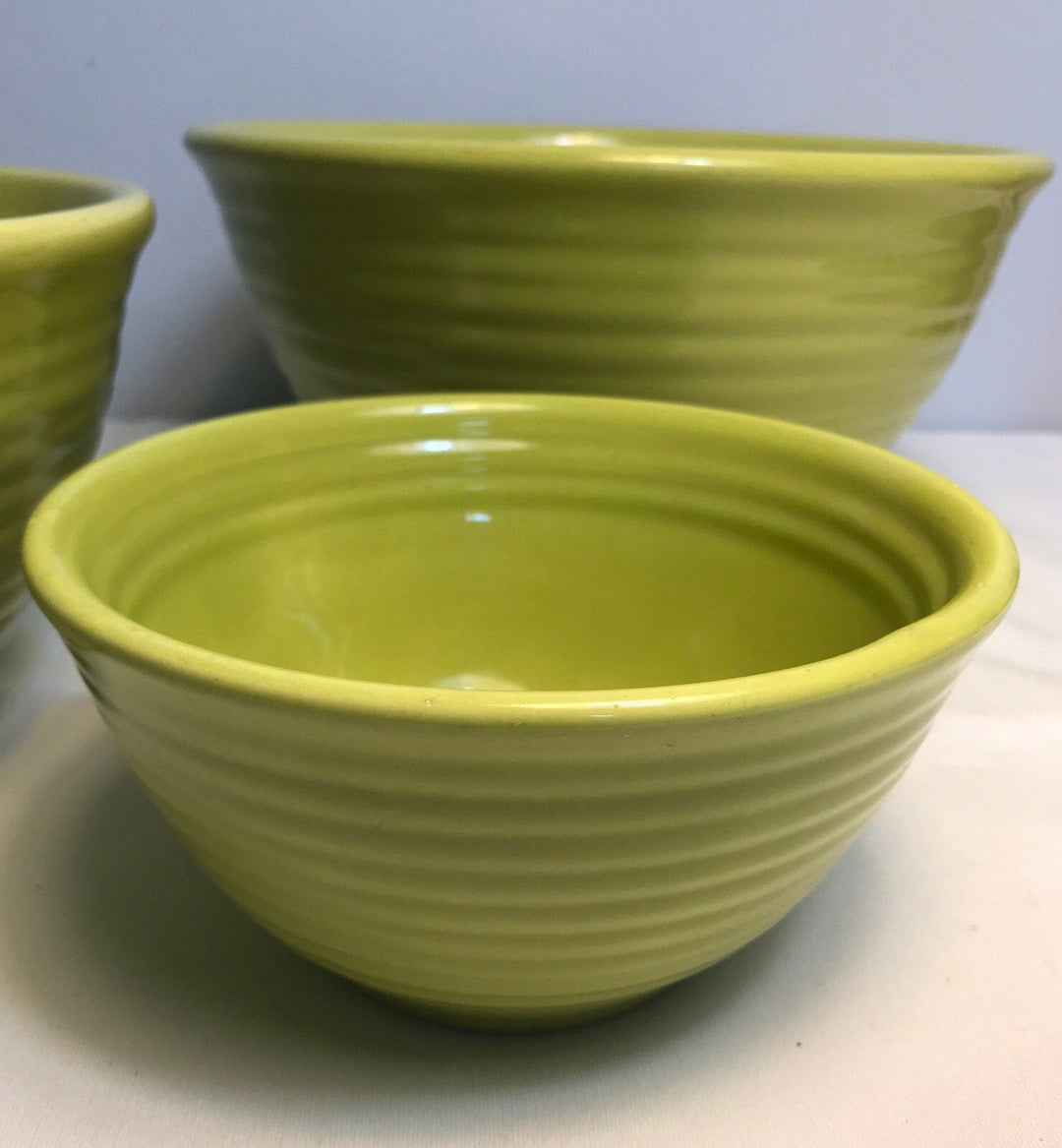 Bauer Ring Inside Mixing Bowls, SET OF 3, Chartreuse