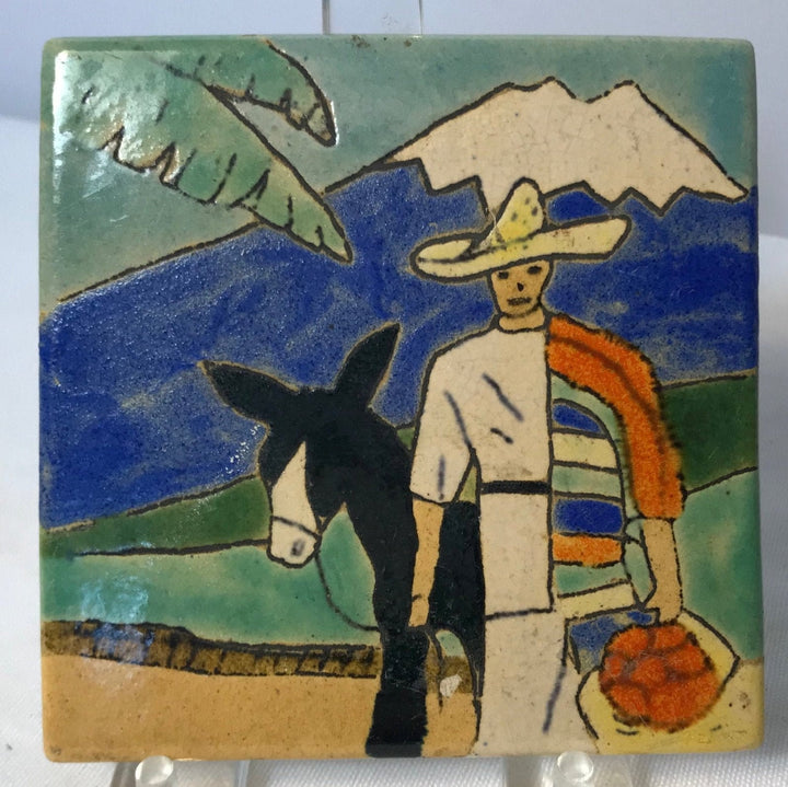 San Jose Mission Tile, Fruit Vendor with Burro