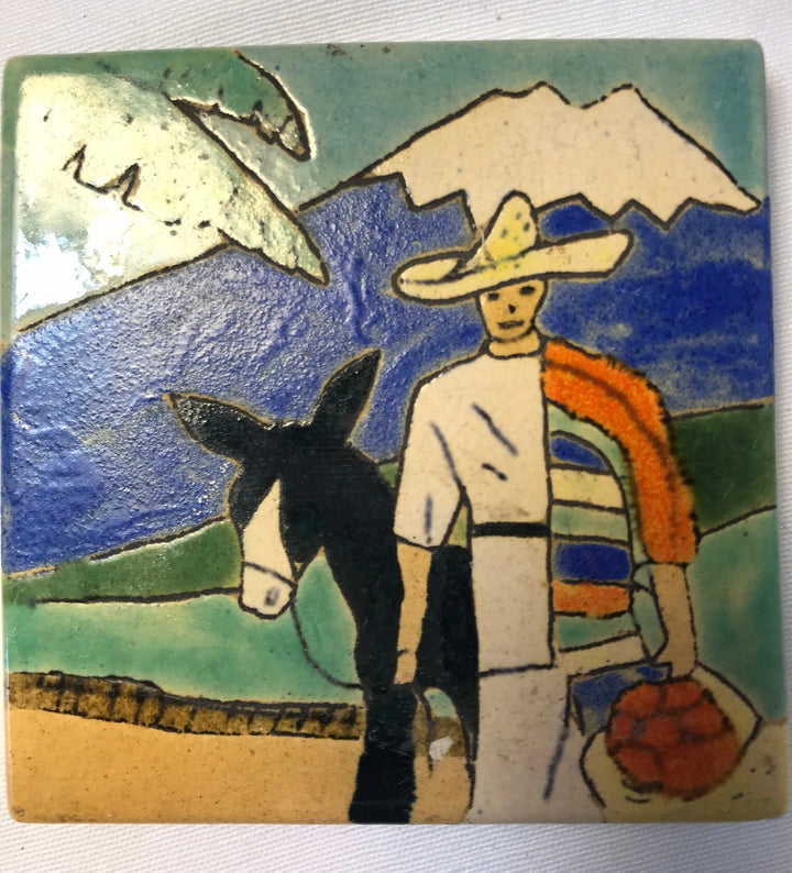 San Jose Mission Tile, Fruit Vendor with Burro