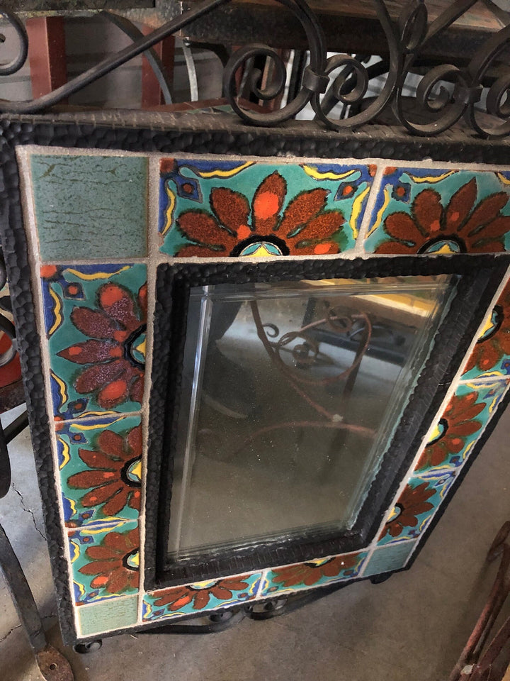 S & S Tile Mirror with Wrought Iron Frame