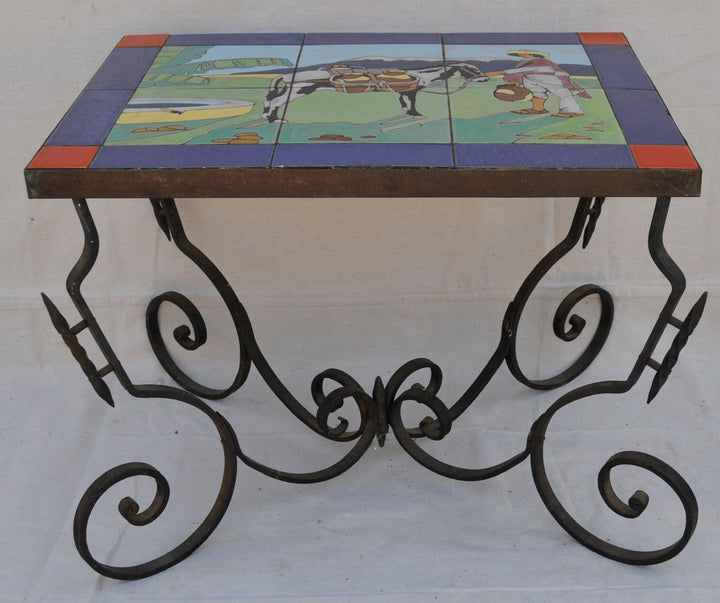 Lamosa El Aquador Scenic Table, Wrought Iron Base