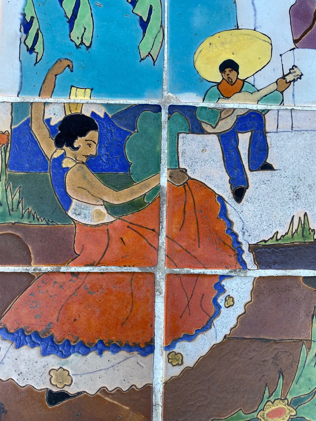 San Josè Tile, Dancers, Table with Wrought Iron