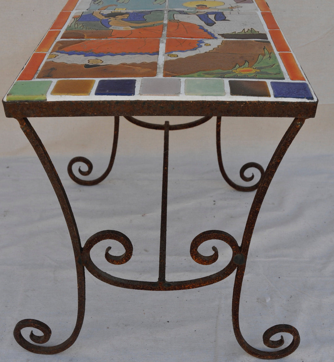 San Josè Tile, Dancers, Table with Wrought Iron