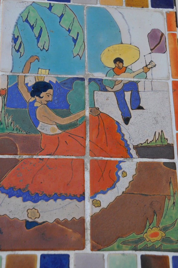 San Josè Tile, Dancers, Table with Wrought Iron