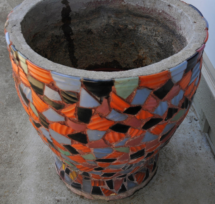 Pair of Hillside Pottery Porch pots, California Rainbow shards